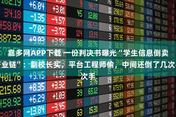 嘉多网APP下载 一份判决书曝光“学生信息倒卖产业链”：副校长买，平台工程师偷，中间还倒了几次手