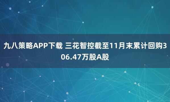 九八策略APP下载 三花智控截至11月末累计回购306.47万股A股